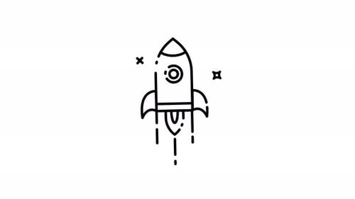 Minimalist Animated Rocket Launch Icon Loop