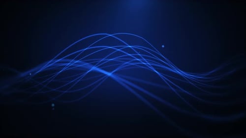 Blue fiber waves flow continuously in a seamless 4K 60FPS loop. Ideal for digital motion graphics, p