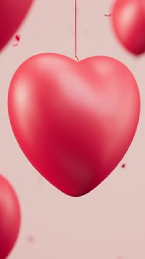 Soft Bouncing Red Heart Animation with Falling Confetti