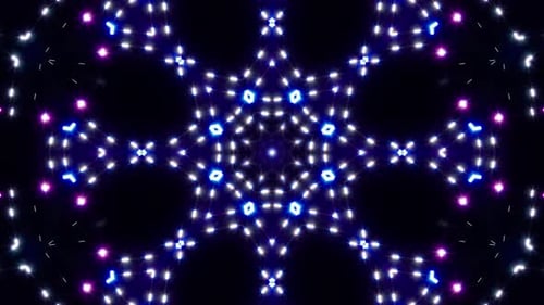 Neon Glowing Geometric Kaleidoscope Pattern Loop Background