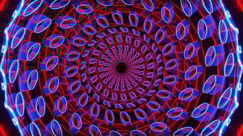 Red And Blue Neon Shape Kaleidoscope Tunnel Background Vj Loop In 4K
