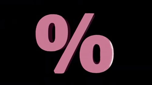 Animated 3D Pink Percentage Sign with Rotating Glossy Effect