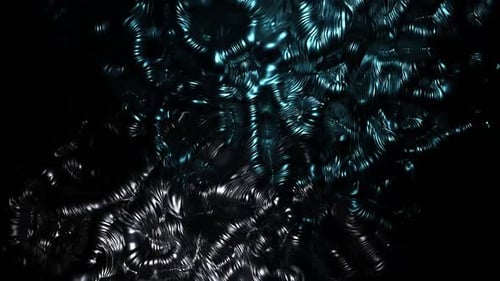 Dynamic liquid metal ripples with vibrant blue highlights flow cool