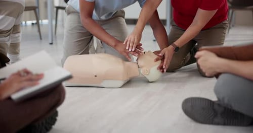 CPR Training Session in Progress in Classroom