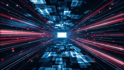 Fluxo de dados de túnel digital futurista Tecnologia Corporativa de Negócios Partículas Background Loop