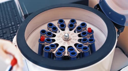 Scientist Placing Test Tubes in Centrifuge Machine