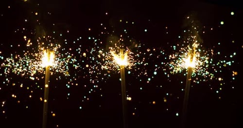 Sparkling Firework Display in the Dark