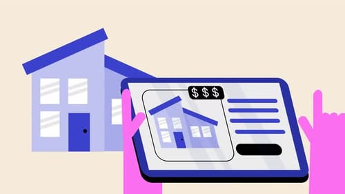 Flat Design House for Sale Real Estate Animation