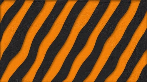 Abstract Wavy Orange and Black Striped Textured Motion Background Loop