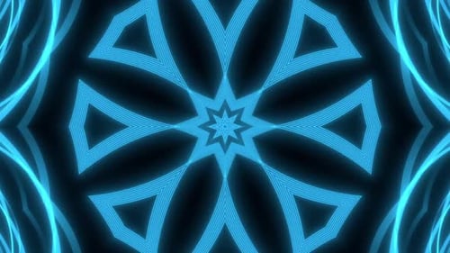 Abstract Blue Neon Geometric Kaleidoscope Loop