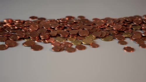 Pile of Copper and Gold Coins Still Life
