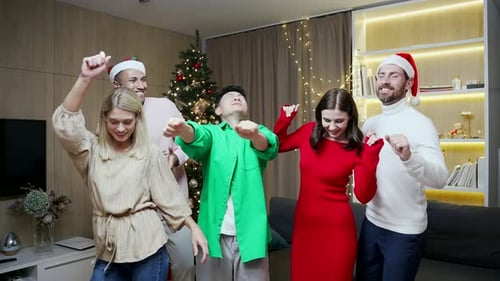 Friends Dance During Holiday Season Celebration