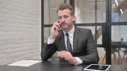 Professional Man Talking on the Phone in Office