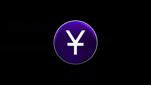 Spinning 3D Purple Yen Currency Symbol Loop