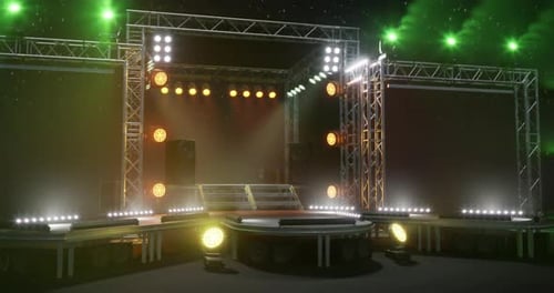 Dynamic 3D Stage with Animated Spotlights and Glowing Truss