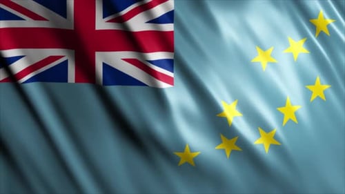 Realistic Waving Flag of Tuvalu Animated with Fabric Texture