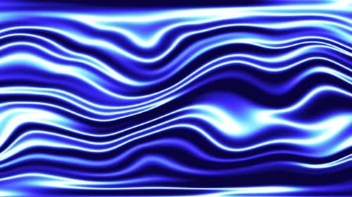 Abstract animation of blue swirling neon lines, Bright color wavy background