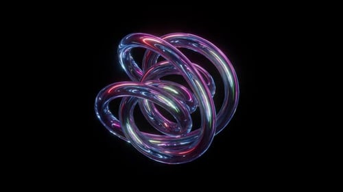 Abstract Glowing Chromatic Knot Rotating Seamlessly in Neon Style