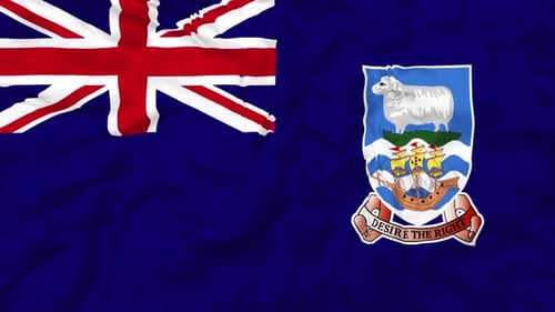 Falkland Islands Flag Waving Animation with Realistic Fabric Texture
