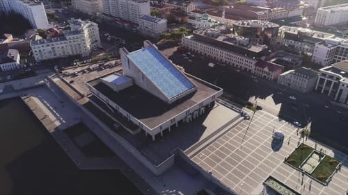 River Port Station Building and Large Square on Embankment