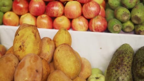 Slow Motion 120fps - Fruit stall on typical Peruvian market
