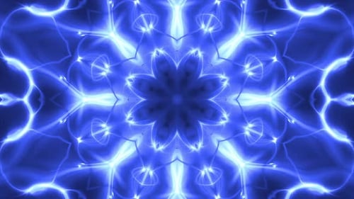 Abstract Blue Light Energy Kaleidoscope Background Loop