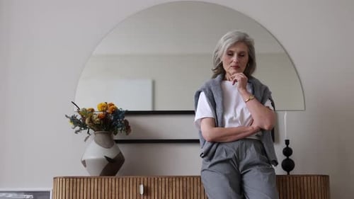 Stylish Senior Woman Posing Indoors
