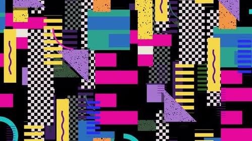 Animated Retro 80s 90s Memphis Style Geometric Abstract Background Loop