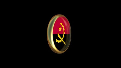Angola Flag 3D Spinning Golden Badge Animation