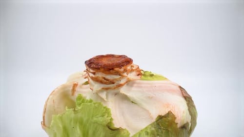 Iceberg lettuce close up on white background isolated 4K