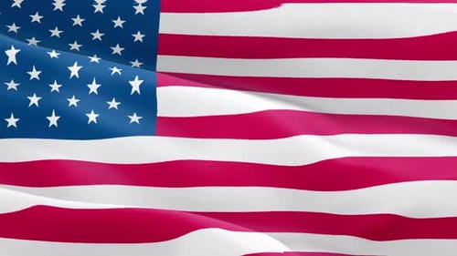 American Flag Waving Loop with Realistic Fabric Texture