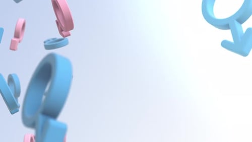 Floating 3D Pink And Blue Gender Symbols Animation