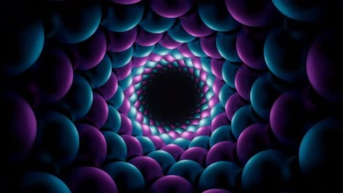 Cyan And Pink Spiral Balls Tunnel Background Vj Loop In 4K