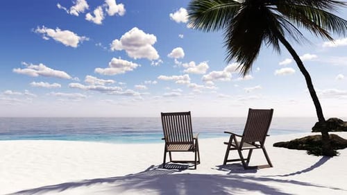 Wunderschöne Ausblicke auf Palmen und das Meer während eines tropischen Urlaubs.