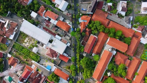 Aerial shot from top of city streets. Urban building. Cityscape
