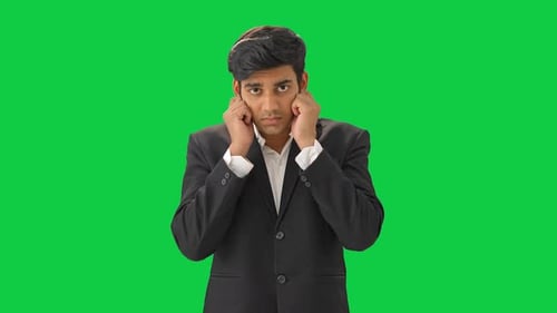 Guilty Indian manager apologizing to boss Green screen