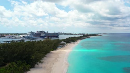 Aerial Veiw of Beautiful Ocean Beach Bahamas
