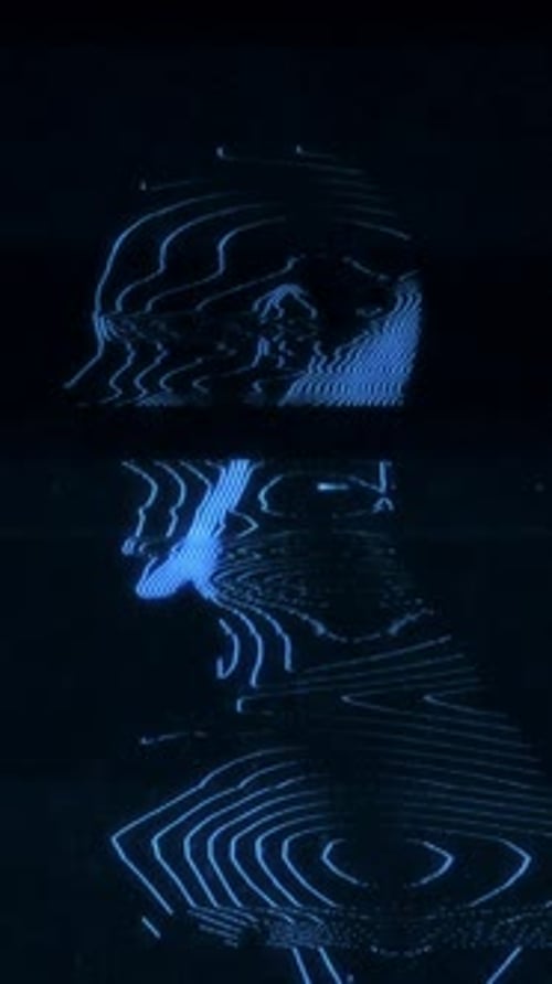 Head Opening Mouth Digital Blue Modulation Wireframe