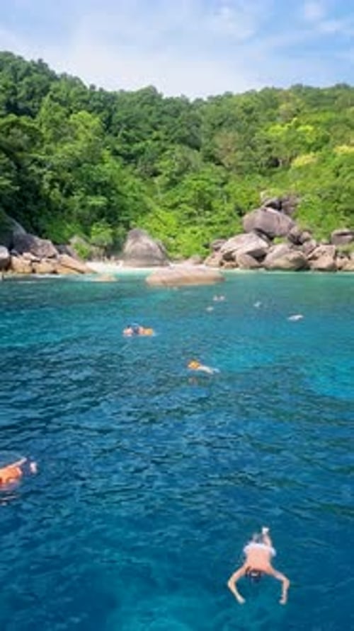 People Snorkeling at the Islands of Similan Islands National Park in Thailand