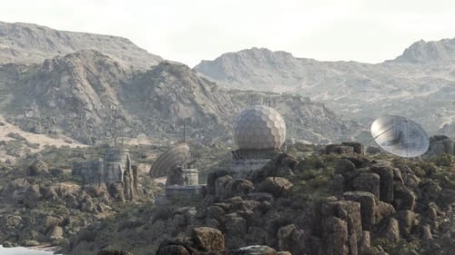 Military Base Situated in Rugged Mountains with Advanced Communication Systems