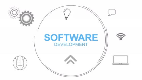 Software Development Text Reveal with Animated Technology Icons