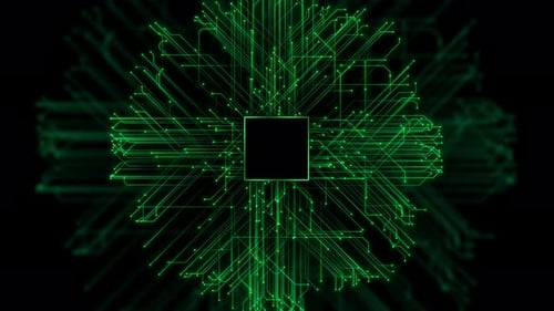 Expanding Digital Circuit Board Animation with Data Flow