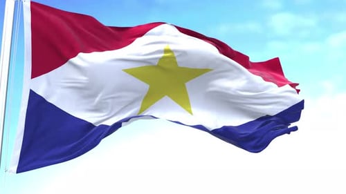 Saba National Flag Waving in Realistic Slow Motion