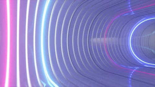 Abstract Tunnel with Soft Pink and Purple Neon Lights Creating a Futuristic Look