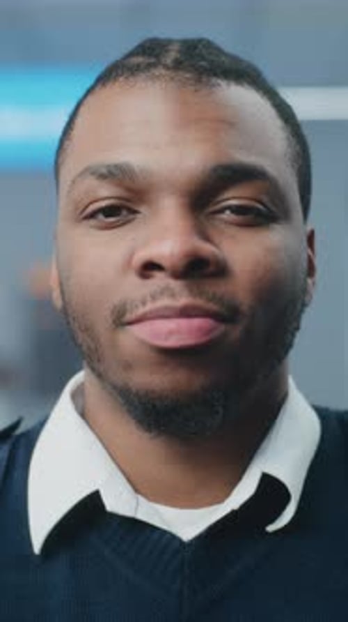 Airport Security Checkpoint Portrait of Security Officer in Uniform Looking at Camera