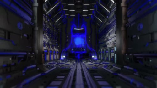 AI hologram face inside the reactor tube