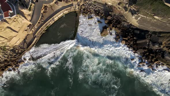 Aerial view of Azenhas do Mar, Colares, Portugal., Overhead Stock ...