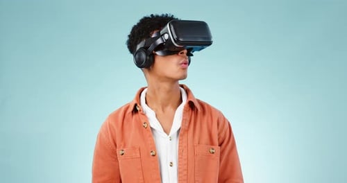 Young Adult Experiences Virtual Reality Headset