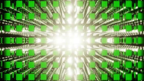 Green and Light Yellow Abstract Cube Volume Background VJ Loop with Rotation in HD