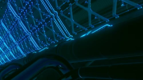 Futuristic Digital Tunnel with Glowing Neon Lines